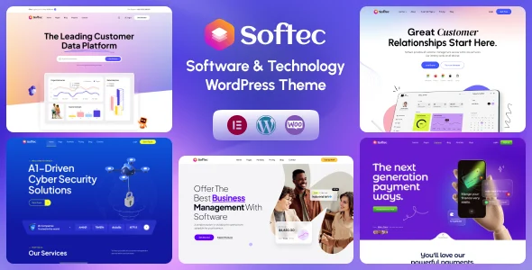 Softec - Software & Technology WordPress Theme + RTL WordPress theme homepage layout for a creative agency software website