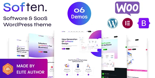 Soften - Software & SaaS WordPress Theme WordPress theme homepage layout for a agency software website