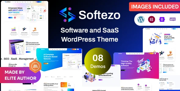 Softezo - Software & SaaS WordPress Theme WordPress theme homepage layout for a agency software website