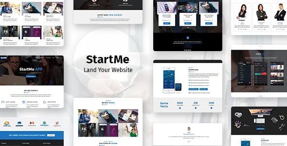 Startme - Landing pages for Mobile App WordPress theme homepage layout for a agency software website