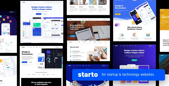 Starto | Software AI Startup WordPress WordPress theme homepage layout for a app software website