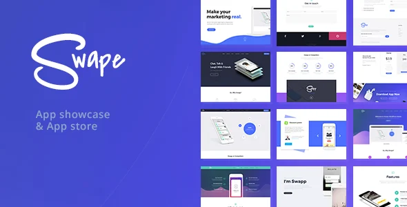 Swape - App Showcase & App Store WordPress Theme WordPress theme homepage layout for a app shop software website