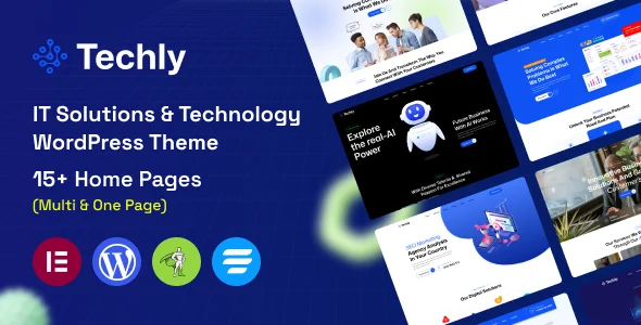 Techly - IT Solutions & Technology WordPress Theme WordPress theme homepage layout for a app software website