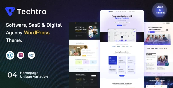 Techtro - Software & Digital Agency WordPress Theme WordPress theme homepage layout for a agency software website