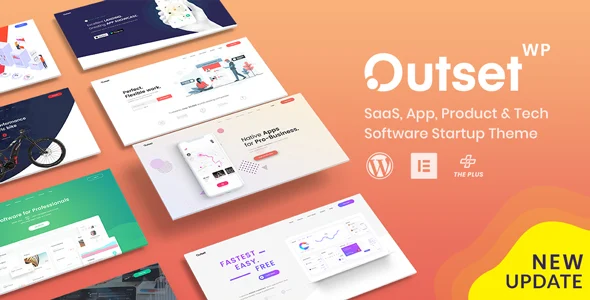 The Outset - MultiPurpose WordPress Theme for Saas & Startup WordPress theme homepage layout for a app elementor wordpress theme software website