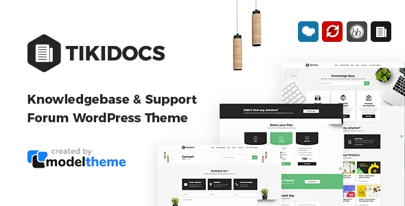 Tikidocs - Knowledgebase & Support Forum WordPress Theme + RTL WordPress theme homepage layout for a client support software website
