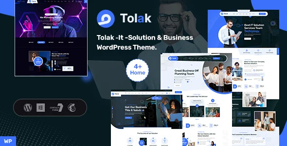 Tolak - It Solution & Business WordPress Theme WordPress theme homepage layout for a consulting software website