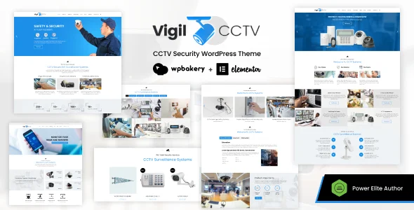 Vigil - CCTV Security WordPress Theme WordPress theme homepage layout for a automation software website