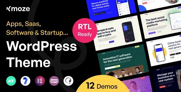 Xmoze - Saas Software Startup WordPress WordPress theme homepage layout for a agency software website