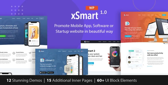 xSmart - App Landing Page WordPress Theme in Tech Presentation, Promo Marketing & Advertising Agency WordPress theme homepage layout for a agency software website
