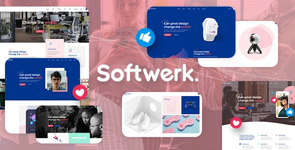 Softwerk - Software & SaaS Startup WordPress Theme WordPress theme homepage layout for a app technology website