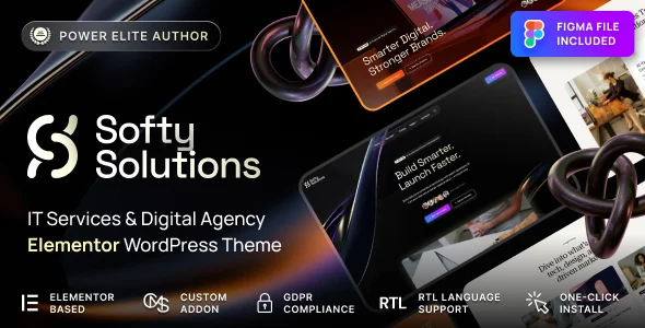 Softy Solutions - IT Services & Digital Agency WordPress Theme WordPress theme homepage layout for a ai technology website