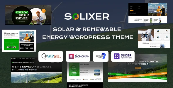 Solixer - Ecology & Solar Energy WordPress Theme WordPress theme homepage layout for a client testimonial technology website