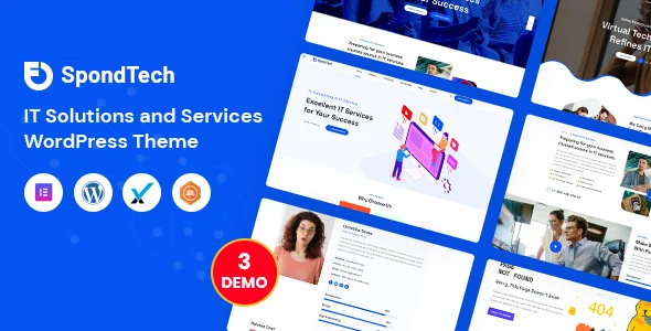 SpondTech - IT Solutions And Services WordPress Theme WordPress theme homepage layout for a creative agency technology website