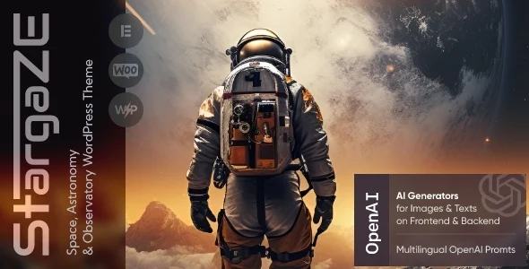 Stargaze - Space, Astronomy and Observatory WordPress Theme WordPress theme homepage layout for a aerospace company technology website