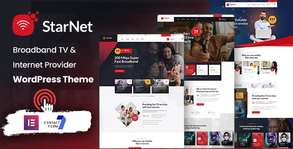 StarNet - Internet Provider WordPress Theme WordPress theme homepage layout for a broadband technology website