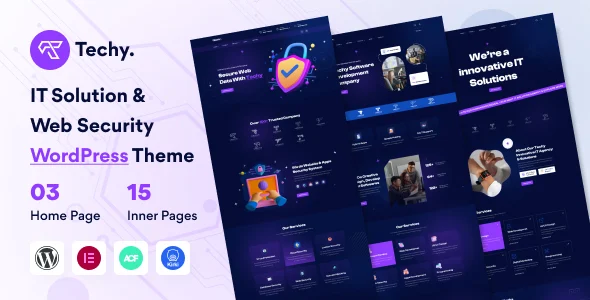 Techy - IT Solution & Web Security WordPress Theme WordPress theme homepage layout for a data science technology website