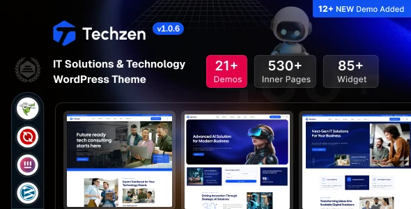 Techzen – IT Solutions & Technology WordPress Theme WordPress theme homepage layout for a agency business technology website