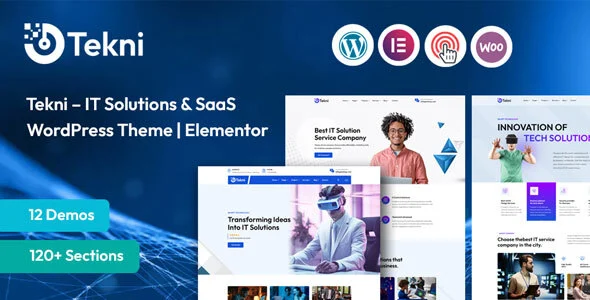 Tekni - IT Solutions WordPress Theme WordPress theme homepage layout for a analytics technology website