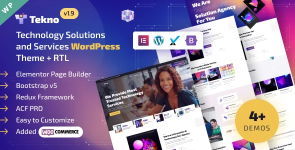 Tekno – Technology Services & IT Solutions WordPress Theme WordPress theme homepage layout for a app development theme technology website