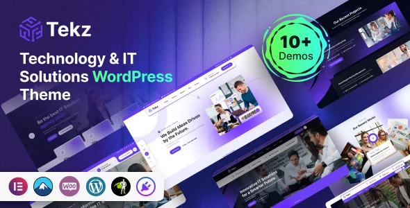 Tekz - Technology & IT Solutions WordPress Theme WordPress theme homepage layout for a agency technology website