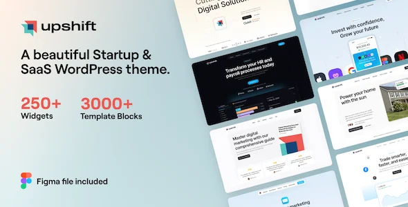 Upshift - Startup & SaaS WordPress Theme WordPress theme homepage layout for a agency technology website