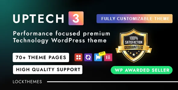 Uptech -  IT Solutions & Services WordPress Theme WordPress theme homepage layout for a app technology website