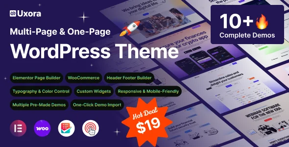 Uxora - Software, SaaS & Startup WordPress Theme WordPress theme homepage layout for a agency technology website