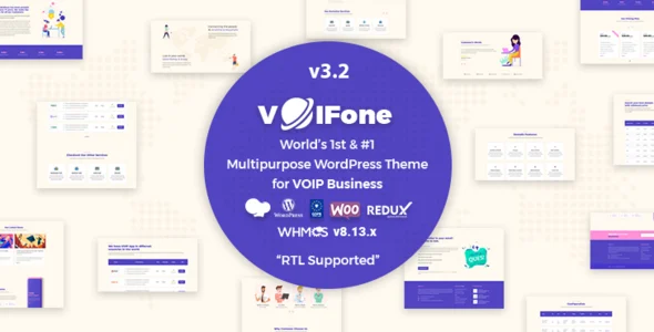 Voifone | Multipurpose VOIP WordPress Theme WordPress theme homepage layout for a best voip wordpress technology website