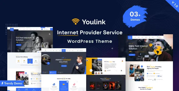Youlink - Broadband & Internet Services WordPress Theme WordPress theme homepage layout for a broadband technology website