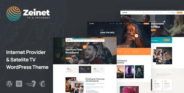 Zeinet - Internet Provider & Satellite TV WordPress Theme WordPress theme homepage layout for a broadband technology website