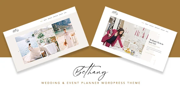 Bethany - Wedding & Event Planner WordPress WordPress theme homepage layout for a bridal wedding website