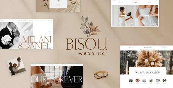 Bisou - Wedding WordPress Theme WordPress theme homepage layout for a bridal shop wedding website