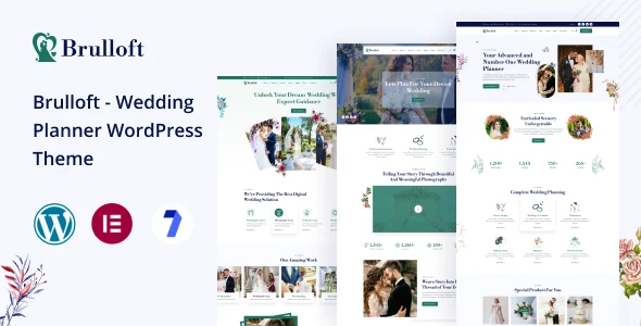 Brulloft – Wedding Planner WordPress Theme WordPress theme homepage layout for a bride wedding website