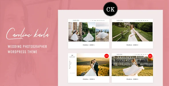 Ckarla - Wedding Photography WordPress Theme WordPress theme homepage layout for a blog wedding website