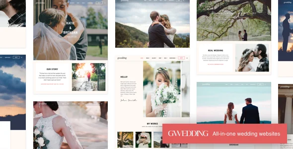 Grand Wedding WordPress WordPress theme homepage layout for a bride wedding website