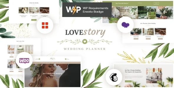 Love Story | Wedding and Event Planner WordPress Theme WordPress theme homepage layout for a agency wedding website