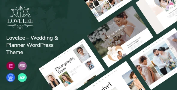 Lovelee – Wedding & Planner WordPress Theme + RTL WordPress theme homepage layout for a bride wedding website