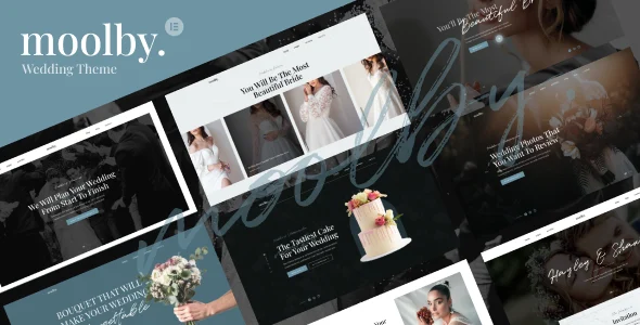 Moolby - Wedding Planner WordPress Theme WordPress theme homepage layout for a cakes shop wedding website