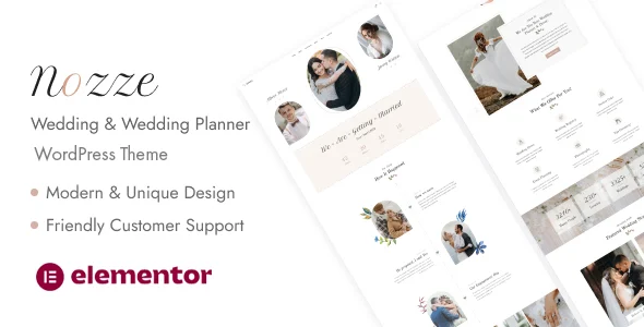 Nozze - Wedding & Planner WordPress Theme WordPress theme homepage layout for a bride wedding website