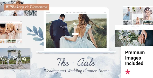 The Aisle - Elegant Wedding WordPress Theme WordPress theme homepage layout for a bride wedding website