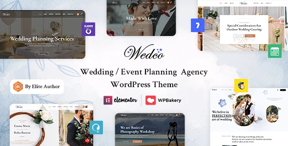 WedCo - Wedding WordPress Theme WordPress theme homepage layout for a bridal wedding website