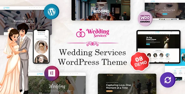 Wedding Services WordPress Theme WordPress theme homepage layout for a dj's wedding website